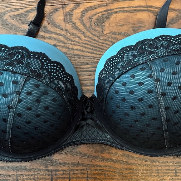 torrid Other - Torrid Curve push-up plunge bra, teal/black mesh Size 40DD/40E